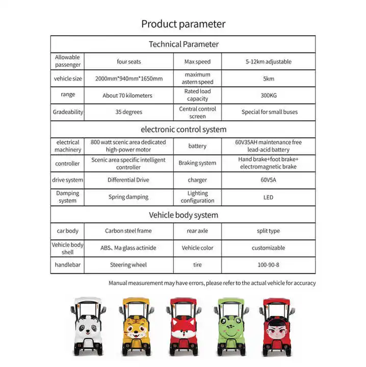 Eco-Conscious Luxury Electric Sightseeing Scooter Four-Passenger Open Body for Sustainable Green Tourism in Resorts & Parks