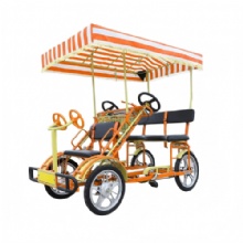 Customizable Color 4 Seats Sightseeing Tourism 4 Wheel Tandem Family Bike Quadricycle Surrey Sightseeing Bike